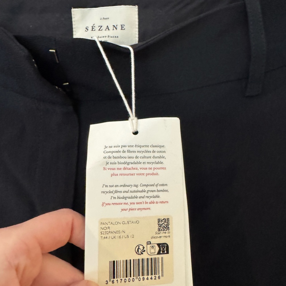 NWT Sezane Gustavo Black Tailored Women's Trousers size 44 US 12 - Picture 5 of 6